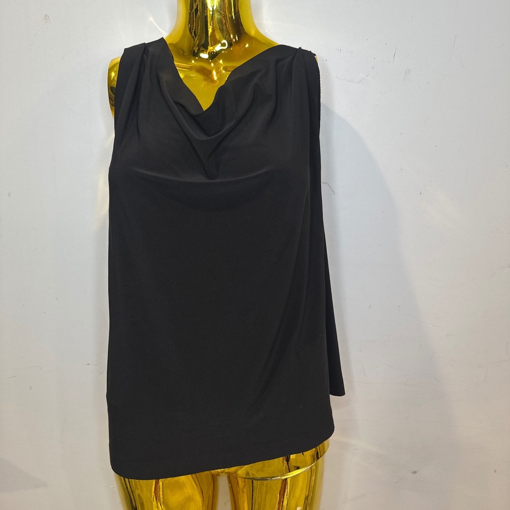 Whimsigoth Norma Kamali Black Cowl Neck Sleeveless Draped Back Top Medium